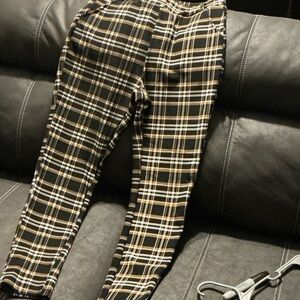 Men's Black and Tan Plaid Pants